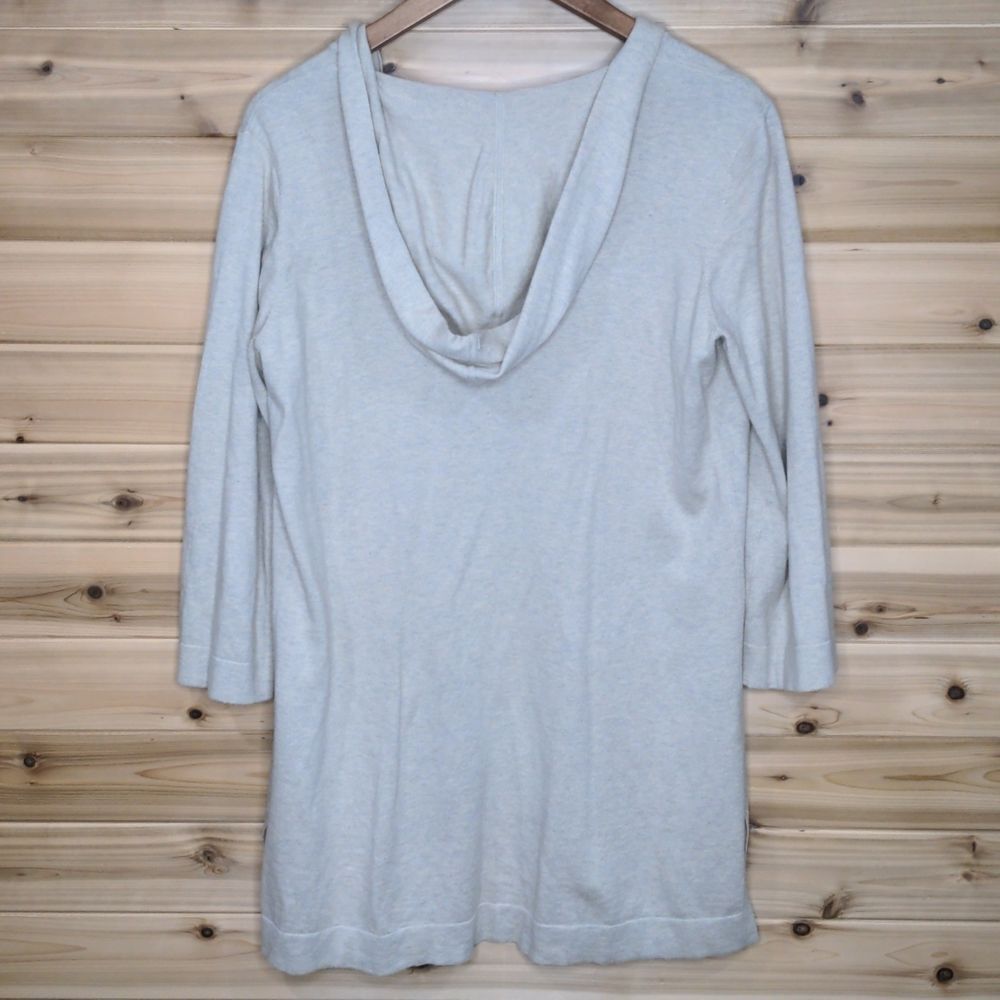 Eileen Fisher Deep V-neck Hooded Sweater Cashmere Blend, Pale Beige, Small/M - Picture 4 of 8